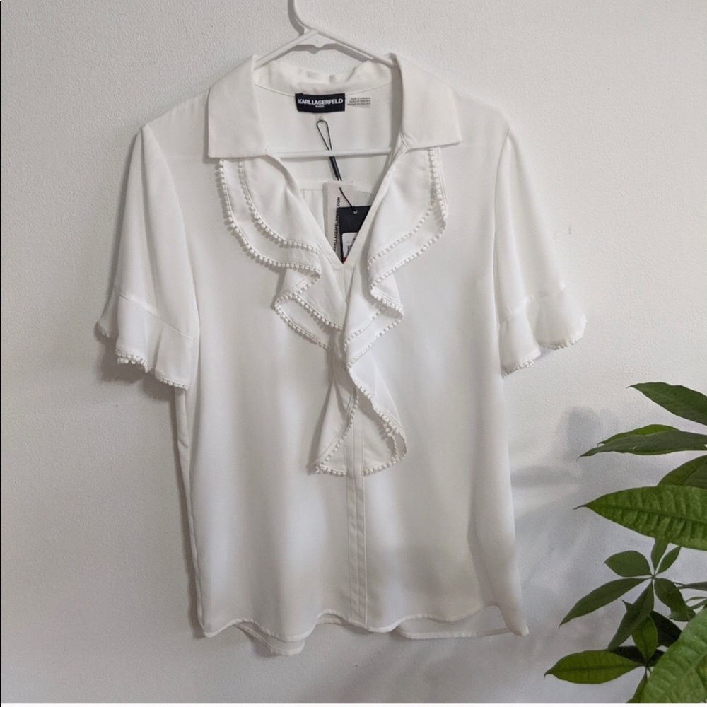 Karl Lagerfeld Paris Ruffle Front Blouse XS